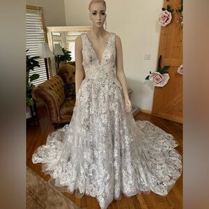 YSA Makino Size 10 lace Floral one of a kind ball gown.